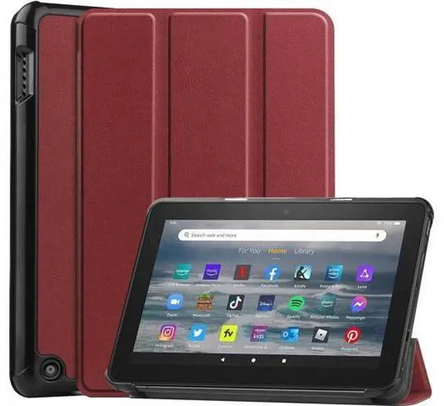 Main image of Case for All New Amazon Fire 7 inch Tablet (12th Generation, 2022 Released) - Lightweight Tri-fold Stand Auto Wake/Sleep Folio Stand Cover with Universal Stylus Pen Red