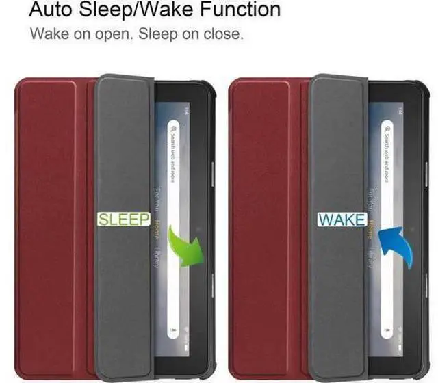 Alt view image 2 of 7 - Case for All New Amazon Fire 7 inch Tablet (12th Generation, 2022 Released) - Lightweight Tri-fold Stand Auto Wake/Sleep Folio Stand Cover with Universal Stylus Pen Red