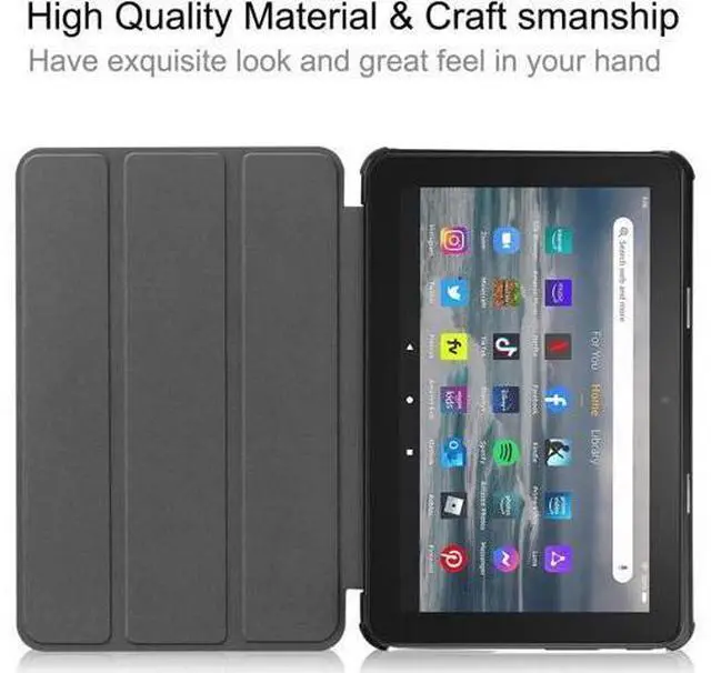 Alt view image 3 of 7 - Case for All New Amazon Fire 7 inch Tablet (12th Generation, 2022 Released) - Lightweight Tri-fold Stand Auto Wake/Sleep Folio Stand Cover with Universal Stylus Pen Red