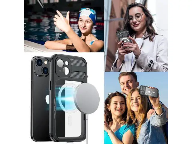 Alt view image 3 of 7 - For iPhone 14 Waterproof Case, Compatible with Magsafe, Heavy Duty Magnetic Protective Cover Phone Case with Built in Screen Protector for iPhone 14 6.1 inch 2022