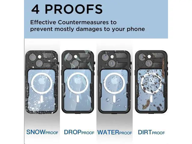 Alt view image 5 of 7 - For iPhone 14 Waterproof Case, Compatible with Magsafe, Heavy Duty Magnetic Protective Cover Phone Case with Built in Screen Protector for iPhone 14 6.1 inch 2022