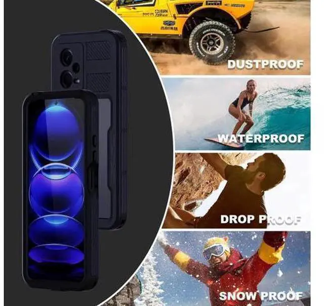 Alt view image 2 of 7 - Waterproof Case for Xiaomi Redmi Note 12 5G, IP68 Waterproof 360 Degree Full Body Protection Protective Case Shockproof Heavy Duty Cover with Built-in Screen Protector