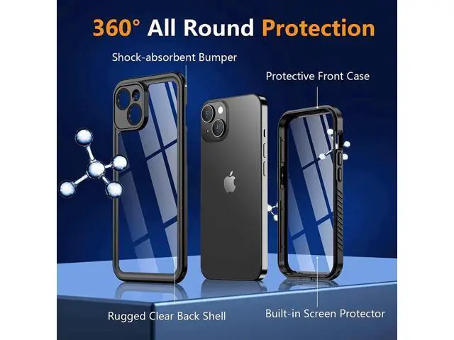 Alt view image 3 of 7 - For iPhone 14 Plus Case Waterproof, Shockproof Bumper Coverwith Built-in Screen Protector, Dustproof Anti-Scratch Anti-Stain Phone Case for iPhone 14 Plus 5G 6.7 inch