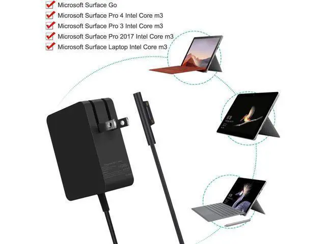 Alt view image 3 of 7 - 24W 15V 1.6A Surface Go Charger Power Supply for Microsoft Surface Go/Surface Pro 4 Core m3/Surface Pro 3 Core m3/Surface Pro 2017 Core m3 Tablet/Surface Laptop Core m3 Carrying Case