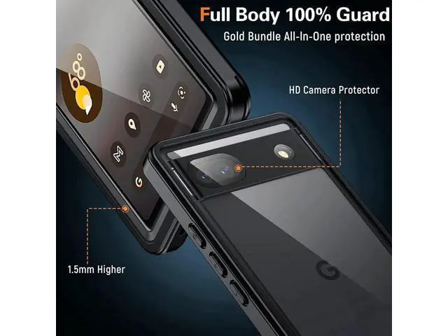 Alt view image 4 of 7 - Google Pixel 6A Waterproof Case, IP68 Waterproof Dustproof Shockproof Case Full Body Protection with Built-in Screen Protector Fully Sealed Underwater Clear Back Cover for Google Pixel 6A 5G