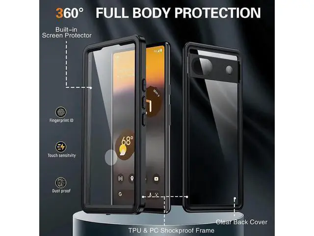 Alt view image 5 of 7 - Google Pixel 6A Waterproof Case, IP68 Waterproof Dustproof Shockproof Case Full Body Protection with Built-in Screen Protector Fully Sealed Underwater Clear Back Cover for Google Pixel 6A 5G