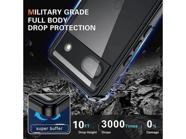 Alt view image 7 of 7 - Google Pixel 6A Waterproof Case, IP68 Waterproof Dustproof Shockproof Case Full Body Protection with Built-in Screen Protector Fully Sealed Underwater Clear Back Cover for Google Pixel 6A 5G