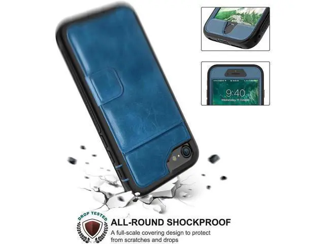 Alt view image 6 of 7 - iPhone 6 7 8 Case Werleo Full-Body Heavy Duty Protection Case with a Dual Layer Wallet designlot & Kickstand for iPhone 6 7 8 4.7 Inch PC TPU and PU Leather 3 Layer Hybrid Blue