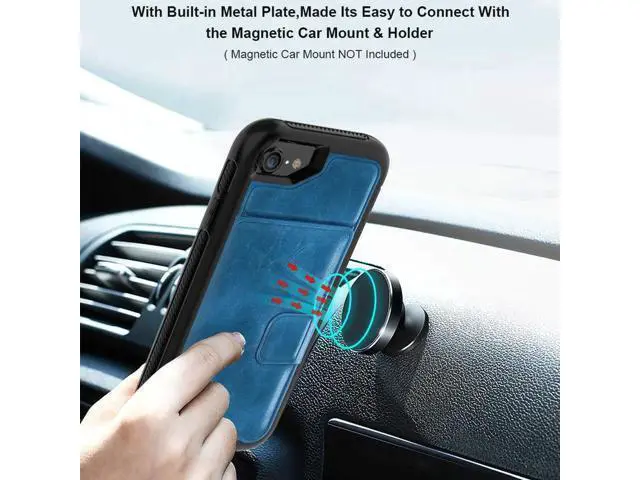 Alt view image 7 of 7 - iPhone 6 7 8 Case Werleo Full-Body Heavy Duty Protection Case with a Dual Layer Wallet designlot & Kickstand for iPhone 6 7 8 4.7 Inch PC TPU and PU Leather 3 Layer Hybrid Blue