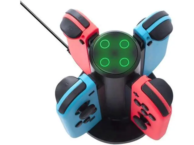 Alt view image 3 of 6 - Charging Dock for Nintendo Switch Joy Con, Charges Up to 4 Joy-Con Controllers Simultaneously (Black)