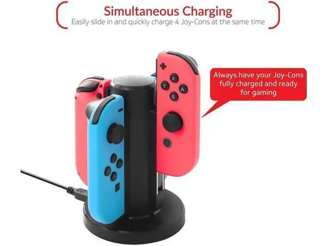 Alt view image 6 of 6 - Charging Dock for Nintendo Switch Joy Con, Charges Up to 4 Joy-Con Controllers Simultaneously (Black)