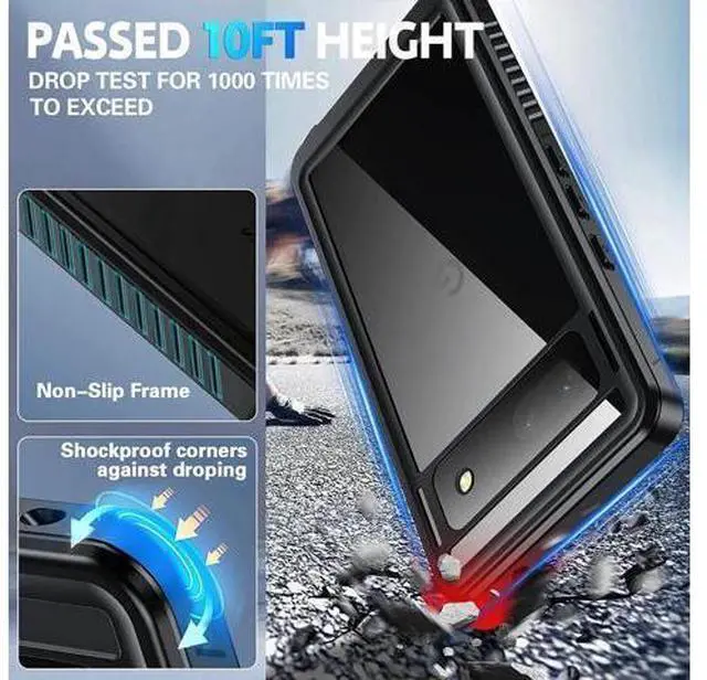 Alt view image 5 of 7 - for Google Pixel 7A 5G Case, IP68 Waterproof with Built-in Screen Protector, Full Body Sealed Heavy Duty Shockproof Dustproof Snowproof Clear Case for Pixel 7A 6.1 inch - Black
