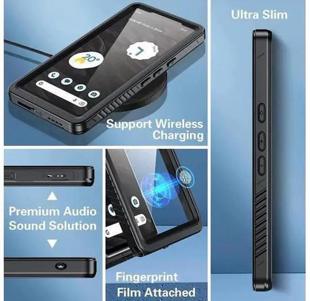 Alt view image 2 of 7 - for Google Pixel 7A 5G Case, IP68 Waterproof with Built-in Screen Protector, Full Body Sealed Heavy Duty Shockproof Dustproof Snowproof Clear Case for Pixel 7A 6.1 inch - Black