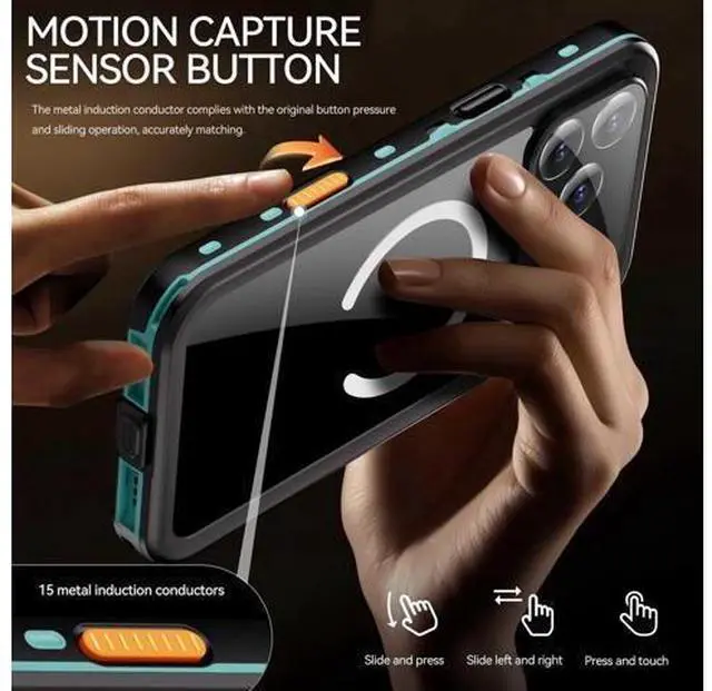Alt view image 3 of 7 - for iPhone 17 Pro Max Waterproof Case Compatible with MagSafe, Magnetic Waterproof Full Body IP68 Underwater Case Built-in Screen Protector Military Grade Shockproof Cover with Lanyard Blue