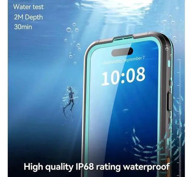 Alt view image 4 of 7 - for iPhone 17 Pro Max Waterproof Case Compatible with MagSafe, Magnetic Waterproof Full Body IP68 Underwater Case Built-in Screen Protector Military Grade Shockproof Cover with Lanyard Blue