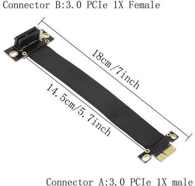 Alt view image 3 of 6 - Aomoproing PCIE Extension Cable,PCI-Express 3.0 1X Male to Female Riser Cable PCI-E 1X Extender Adapter Jumper (18cm,90°
