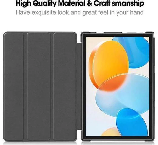 Alt view image 2 of 7 - Case for Teclast M40 / M40 Pro / P20S / P20HD, Tri fold Slim Lightweight Hard Shell Smart Protective Cover with Multi-Angle Stand, Universal Stylus Pen Rose Gold