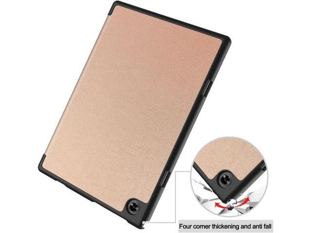 Alt view image 5 of 7 - Case for Teclast M40 / M40 Pro / P20S / P20HD, Tri fold Slim Lightweight Hard Shell Smart Protective Cover with Multi-Angle Stand, Universal Stylus Pen Rose Gold