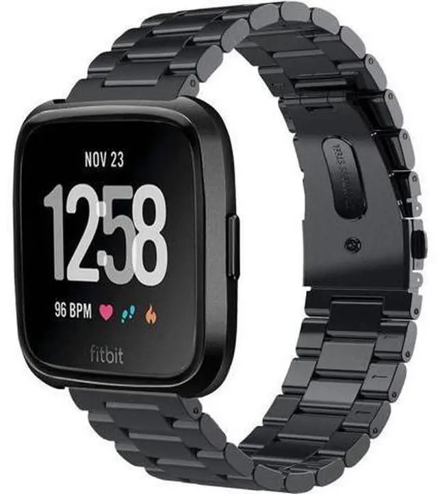 Main image of Werleo Metal Band Compatible with Fitbit Versa Bands Men Black Solid Stainless Steel Versa Special Edition Strap Business Bracelet for Fitbit Versa / Special Edition / Lite Edition Smartwatch