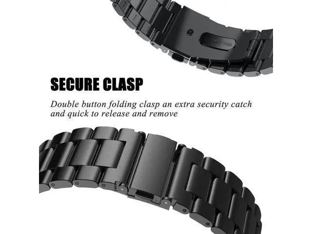 Alt view image 3 of 7 - Werleo Metal Band Compatible with Fitbit Versa Bands Men Black Solid Stainless Steel Versa Special Edition Strap Business Bracelet for Fitbit Versa / Special Edition / Lite Edition Smartwatch