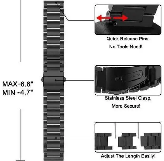 Alt view image 5 of 7 - Werleo Metal Band Compatible with Fitbit Versa Bands Men Black Solid Stainless Steel Versa Special Edition Strap Business Bracelet for Fitbit Versa / Special Edition / Lite Edition Smartwatch