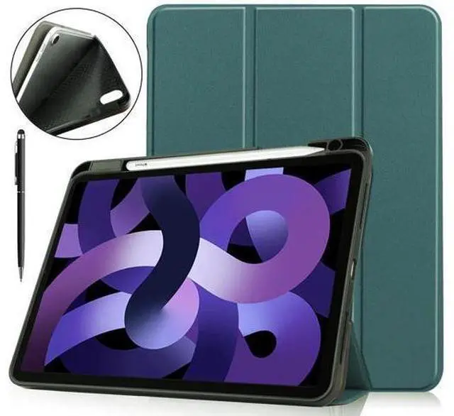 Main image of Case for iPad Air 11 inch M3 2025) / M2 2024, iPad Air 5th Generation 2022 / 4th Generation 2020 10.9 inch, Slim Smart Stand Cover with Pencil Holder, Universal Stylus Pen Dark Green