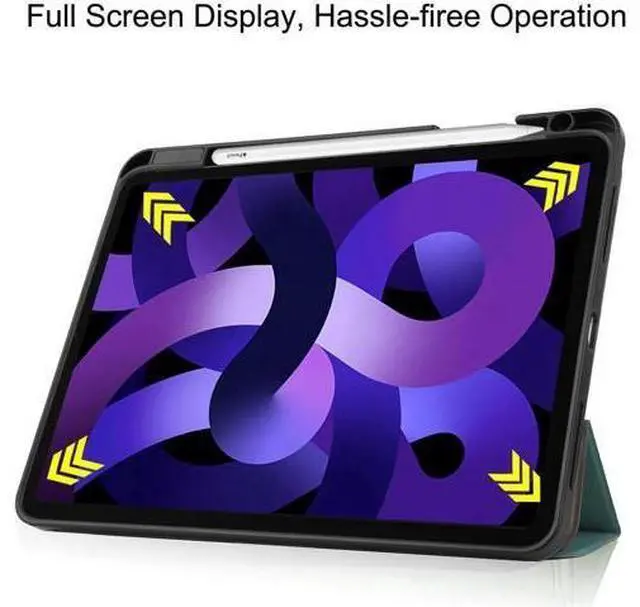Alt view image 6 of 7 - Case for iPad Air 11 inch M3 2025) / M2 2024, iPad Air 5th Generation 2022 / 4th Generation 2020 10.9 inch, Slim Smart Stand Cover with Pencil Holder, Universal Stylus Pen Dark Green