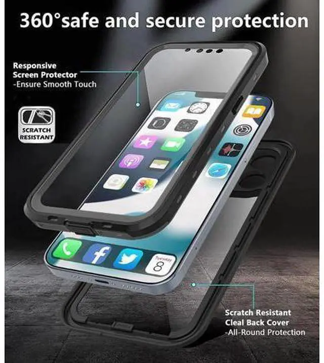 Alt view image 6 of 7 - For iPhone 13 Pro Case Waterproof Shockproof with Screen Protector Full Body Protector Dustproof Dirtproof Heavy Duty Phone Case for iPhone 13 Pro 6.1inch