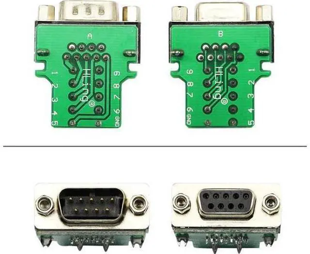 Alt view image 5 of 7 - Aomoproing DB9 Connector Adapter RS232 Serial Port D-SUB Adapter Plate Breakout Board Solder-Free (1-Pair Male+Female with Screwdriver, Black Rubber Core)
