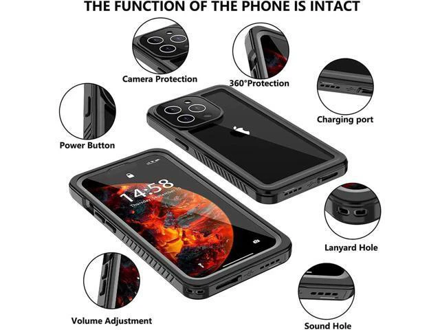 Alt view image 5 of 7 - for iPhone 13 Pro Case Waterproof, Built in Screen Protector 360° Full Body Heavy Duty Protective Shockproof Dustproof IP68 Underwater Case for iPhone 13 Pro 6.1 inch 2021