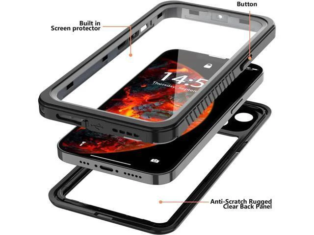 Alt view image 7 of 7 - for iPhone 13 Pro Case Waterproof, Built in Screen Protector 360° Full Body Heavy Duty Protective Shockproof Dustproof IP68 Underwater Case for iPhone 13 Pro 6.1 inch 2021