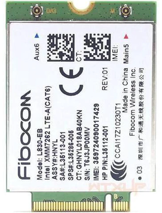 Alt view image 3 of 4 - Fibocom L830-EB 4LTE WWAN Card For HP L35286-005 Intel XMM 7262 LTE-Advanced Cat6 300Mbps for 640 650 G5 840 846 850 G6 X360 830