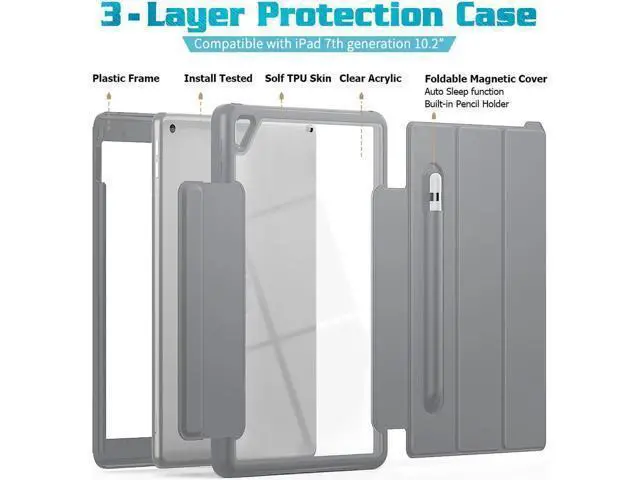 Alt view image 6 of 6 - iPad 8th Generation 2020 / iPad 7th Generation 2019 Case with Pencil Holder Smart Stand Cover with Auto Wake Sleep for iPad 10.2" iPad 8th Gen 2020 and iPad 7th Gen 2019