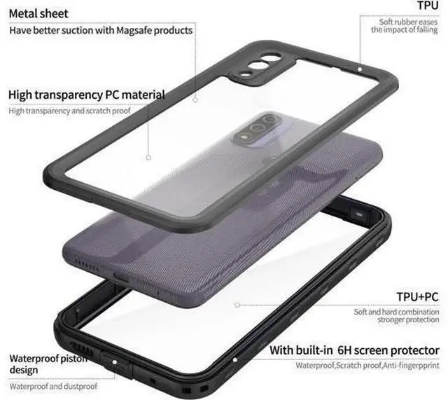 Alt view image 5 of 7 - For Motorola Moto G Pure 2021 Case Waterproof, Built in Screen Protector Full Body Heavy Duty Protective Cover Shockproof IP68 Underwater Case for Moto G Pure 2021 6.5 inch