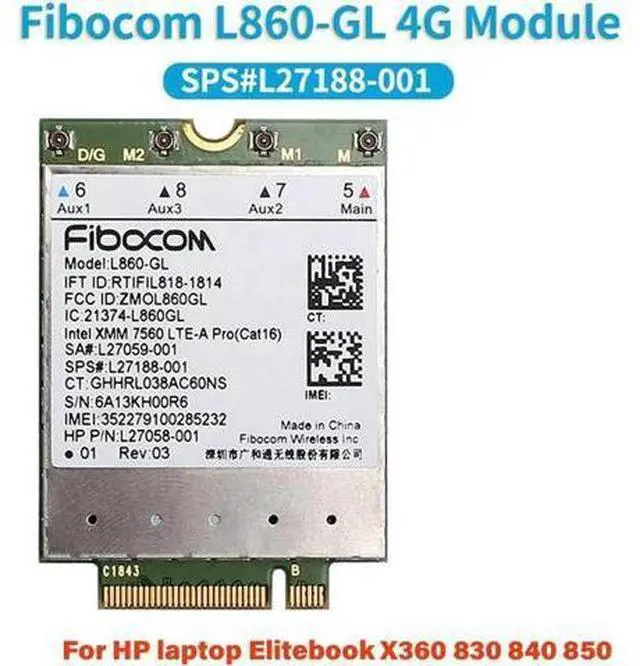 Main image of FDD-LTE TDD-LTE Cat16 Fibocom L860-GL 4G Module Wlan Card SPS#L27188-001 For HP laptop Elitebook X360 830 840 850