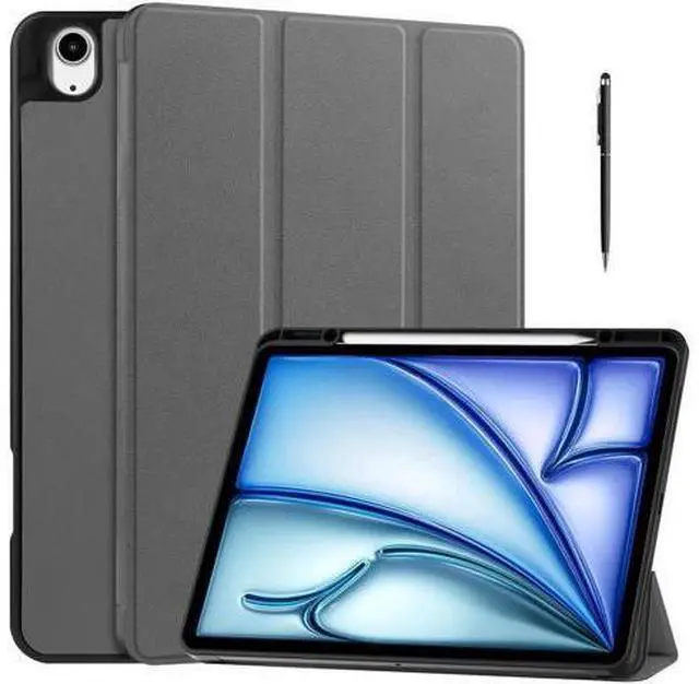Main image of Case for iPad Air 13 Inch M3 2025 / M2 2024, Slim Smart Stand Cover Protective Cover with Pencil Holder, Stand, Universal Stylus Pen,Support Pencil Charging + Auto Wake/Sleep Grey