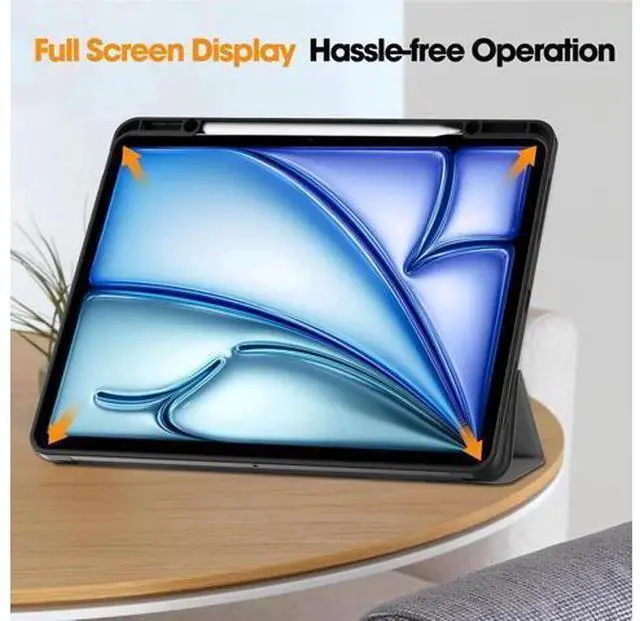 Alt view image 4 of 7 - Case for iPad Air 13 Inch M3 2025 / M2 2024, Slim Smart Stand Cover Protective Cover with Pencil Holder, Stand, Universal Stylus Pen,Support Pencil Charging + Auto Wake/Sleep Grey