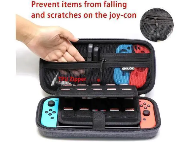 Alt view image 4 of 7 - Switch Carrying Case for Nintendo Switch With 21 Games Cartridges Protective Hard Shell Travel Carrying Case Pouch for Nintendo Switch Console & Accessories Gray