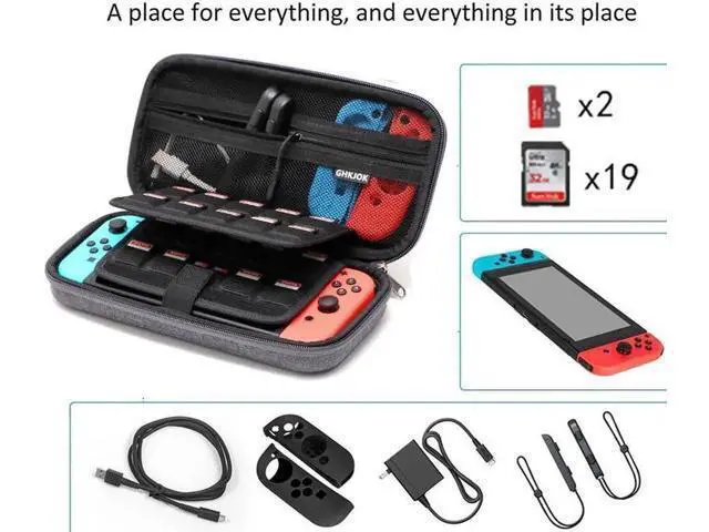 Alt view image 5 of 7 - Switch Carrying Case for Nintendo Switch With 21 Games Cartridges Protective Hard Shell Travel Carrying Case Pouch for Nintendo Switch Console & Accessories Gray