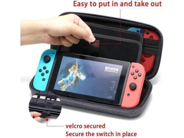 Alt view image 7 of 7 - Switch Carrying Case for Nintendo Switch With 21 Games Cartridges Protective Hard Shell Travel Carrying Case Pouch for Nintendo Switch Console & Accessories Gray