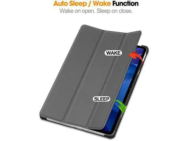 Alt view image 6 of 7 - Case for Xiaomi Redmi Pad 2 11 inch 2025, Tri fold Slim Hard Shell Smart Protective Cover with Multi-Angle Stand, Auto Sleep/Wake, Universal Stylus Pen Grey