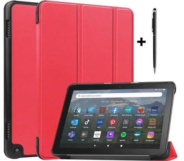 Main image of Case for Amazon Fire HD 8 and Fire HD 8 Plus (12th Generation/10th Generation, 2022/2020 Release) 8" Tablet - Ultra Lightweight Slim Shell Stand Cover Auto Wake/Sleep with Universal Stylus Pen Red