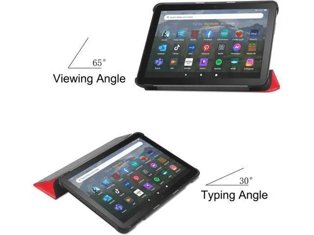 Alt view image 4 of 7 - Case for Amazon Fire HD 8 and Fire HD 8 Plus (12th Generation/10th Generation, 2022/2020 Release) 8" Tablet - Ultra Lightweight Slim Shell Stand Cover Auto Wake/Sleep with Universal Stylus Pen Red