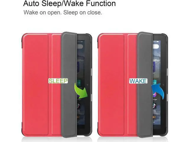 Alt view image 3 of 7 - Case for Amazon Fire HD 8 and Fire HD 8 Plus (12th Generation/10th Generation, 2022/2020 Release) 8" Tablet - Ultra Lightweight Slim Shell Stand Cover Auto Wake/Sleep with Universal Stylus Pen Red
