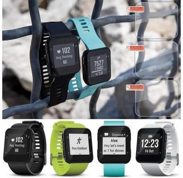 Alt view image 2 of 7 - Screen Protector Compatible Garmin Forerunner 35, 3 Pack Tempered Glass Film Anti-Scratch High Definition Full Coverage Cover for Smartwatch