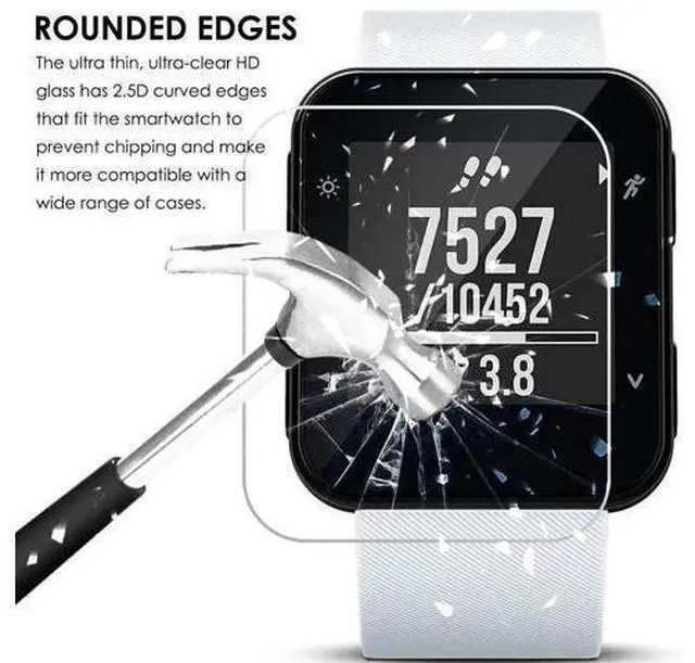 Alt view image 6 of 7 - Screen Protector Compatible Garmin Forerunner 35, 3 Pack Tempered Glass Film Anti-Scratch High Definition Full Coverage Cover for Smartwatch