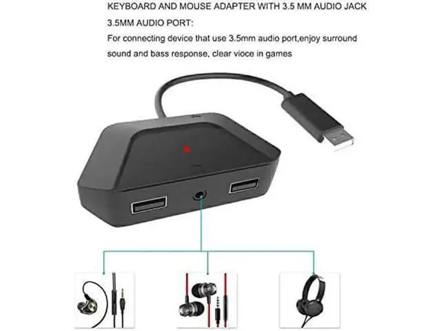 Alt view image 7 of 7 - Keyboard and Mouse Adapter with 3.5mm Audio Jack Compatible with Nintendo Switch, Xbox One, PS4, PS3. Perfect for Games Like FPS, TPS, RPG and RTS