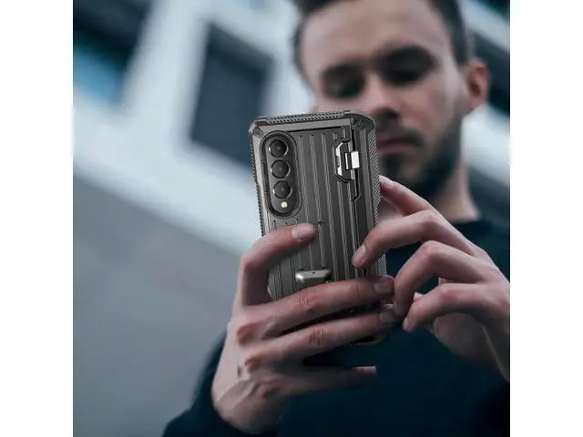 Alt view image 3 of 7 - Case for Samsung Galaxy Z Fold 3 5G 2021, Military-Grade Full-Body Shockproof Rugged Bumper Case Cover with Built-in Screen Protector & Kickstand & S Pen Slot