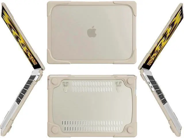 Alt view image 2 of 7 - Compatible with MacBook Air 15 inch Case 2023 Release A2941 M2 Chip with Liquid Retina Display Touch ID, Heavy Duty Rugged Hard Shell Shockproof Cover with Keyboard Skin, Type C Adapter Khaki