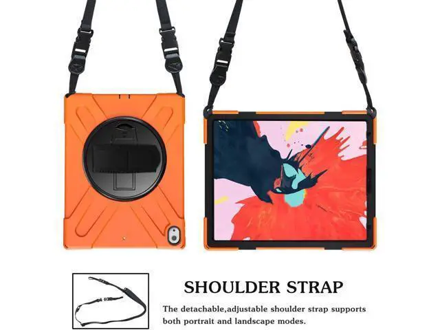 Alt view image 2 of 7 - iPad Pro 12.9 Case 3rd Gen 2018 Heavy Duty Shockproof Protective Case Cover with 360 Degree Rotating Kickstand / Adjustable Hand Strap and Carrying Shoulder Strap for iPad Pro 12.9 3rd Generation